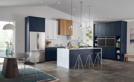 Navy Blue Color Lacquer Shaker Kitchen Cabinets